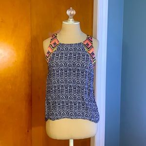 Multicolored Embroidered Razorback Tank Top